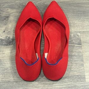 Rothy’s The Point Ballet Flats In Chili Red Pointed Toe Slip Ons Sz 10 1/2